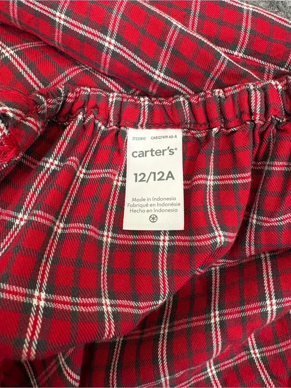 Carter's Red Plaid Cami Dress Size Girls 12 90s Grunge Prep Sleeveless Layering